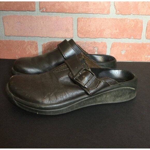 Tatami By Birkenstock Brown Leather Slip-On Clogs Adjustable Straps Size 37 US 6 - Picture 1 of 9